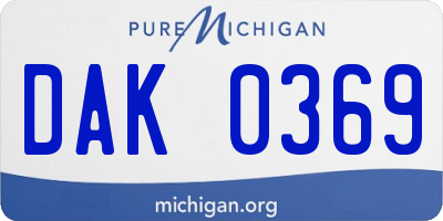MI license plate DAK0369