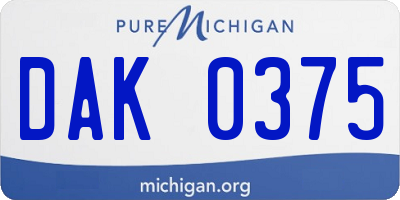 MI license plate DAK0375