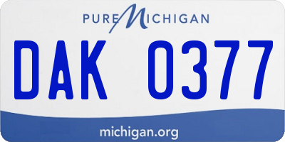 MI license plate DAK0377