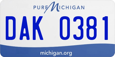 MI license plate DAK0381