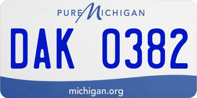 MI license plate DAK0382