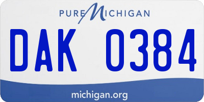 MI license plate DAK0384