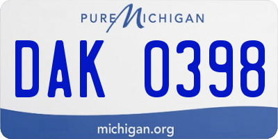 MI license plate DAK0398