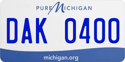 MI license plate DAK0400