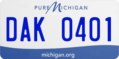 MI license plate DAK0401