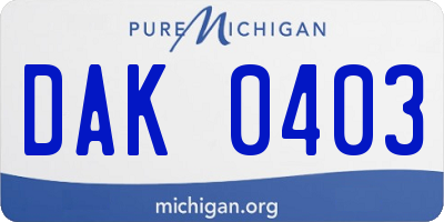 MI license plate DAK0403