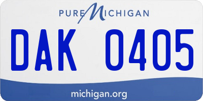 MI license plate DAK0405
