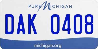 MI license plate DAK0408