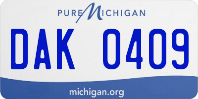 MI license plate DAK0409