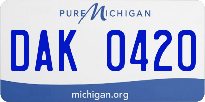 MI license plate DAK0420