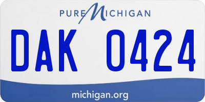 MI license plate DAK0424