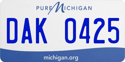 MI license plate DAK0425