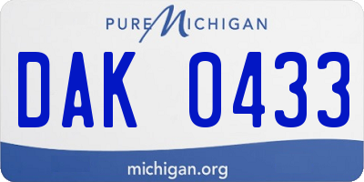 MI license plate DAK0433