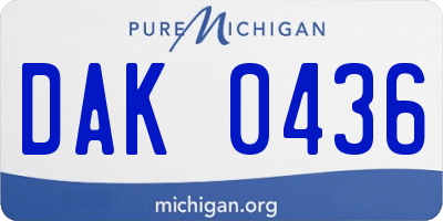 MI license plate DAK0436