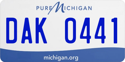 MI license plate DAK0441