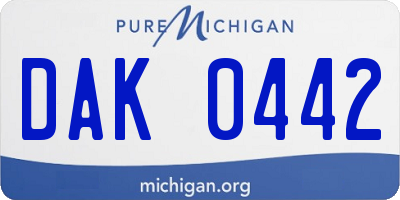 MI license plate DAK0442