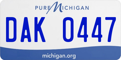 MI license plate DAK0447