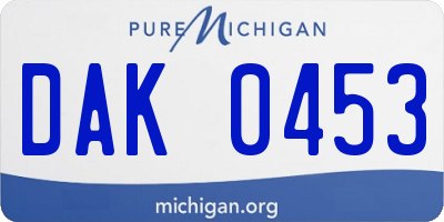 MI license plate DAK0453