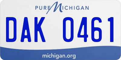 MI license plate DAK0461