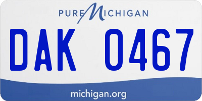 MI license plate DAK0467