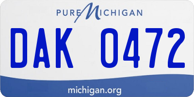 MI license plate DAK0472