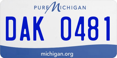 MI license plate DAK0481