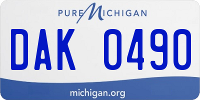 MI license plate DAK0490