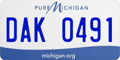 MI license plate DAK0491