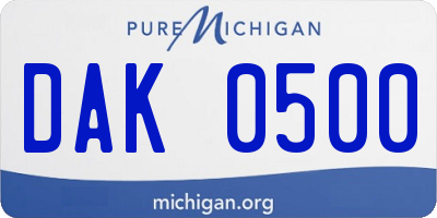 MI license plate DAK0500