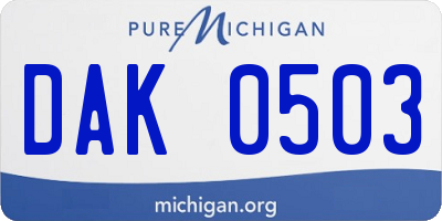 MI license plate DAK0503
