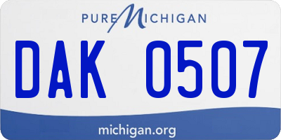 MI license plate DAK0507