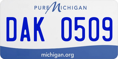 MI license plate DAK0509