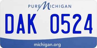 MI license plate DAK0524