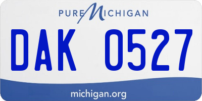 MI license plate DAK0527