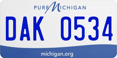 MI license plate DAK0534