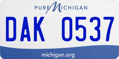 MI license plate DAK0537