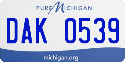 MI license plate DAK0539