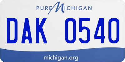MI license plate DAK0540