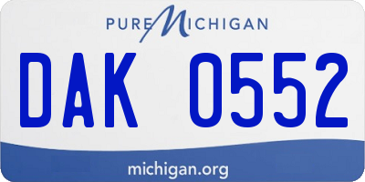 MI license plate DAK0552
