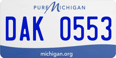 MI license plate DAK0553