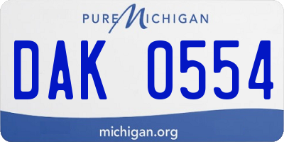 MI license plate DAK0554