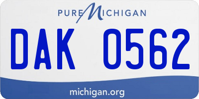 MI license plate DAK0562