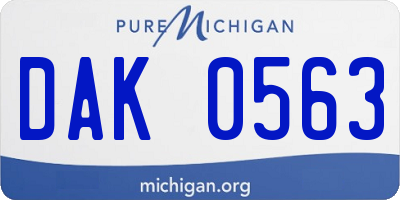 MI license plate DAK0563