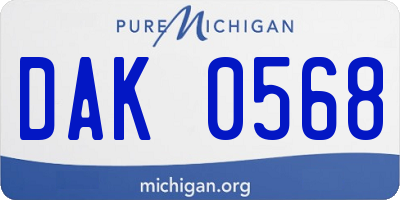 MI license plate DAK0568
