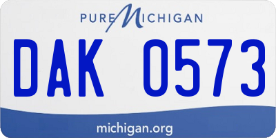 MI license plate DAK0573