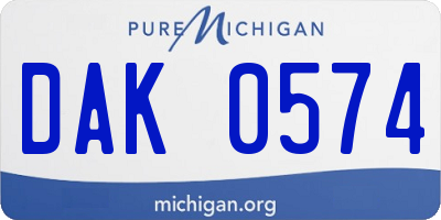 MI license plate DAK0574