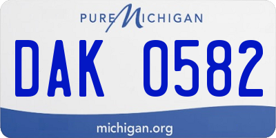MI license plate DAK0582