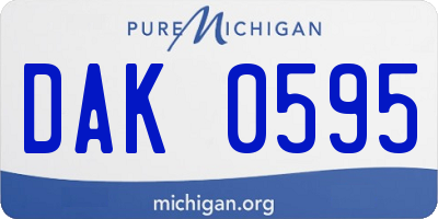 MI license plate DAK0595