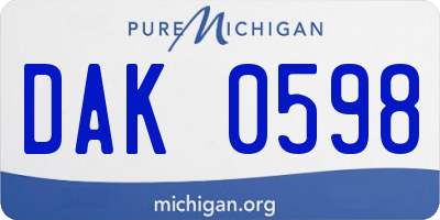 MI license plate DAK0598