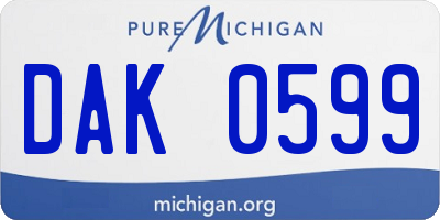 MI license plate DAK0599